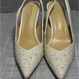 Betsey Johnson Sparkling Cream Slingback Heels